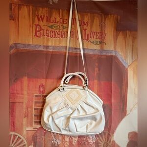 Vintage White Leather Crossbody & Top-Handle Bag | Made in Canada